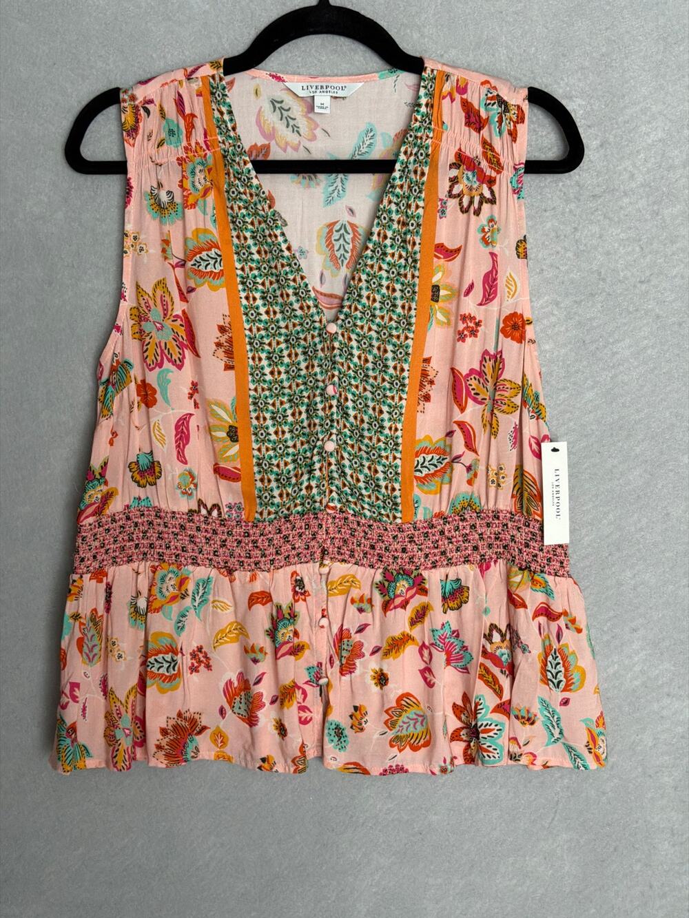 Liverpool Los Angeles Peplum Top Floral Sleeveless Women's Medium NEW